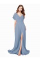 Chiffon Prom Dress with Flutter Sleeves and Front Slit UK Website