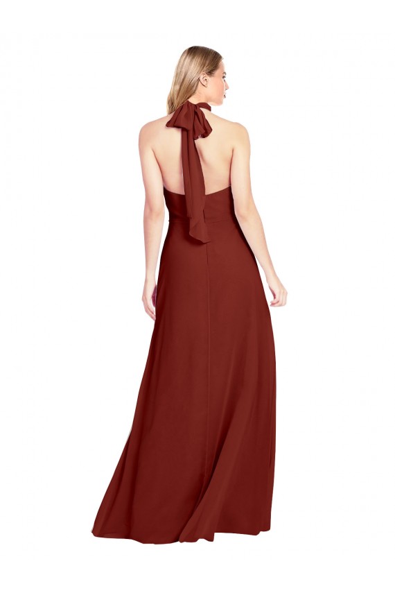 Slim High Neck Halter Fitted Open Back Chiffon Prom Dress UK Website