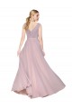 Draped V-Neck Long Chiffon Prom Dress with Shirred Bodice UK Website