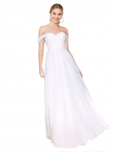 Off the Shoulder Long Full Length Chiffon Prom Dress UK Website