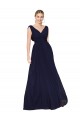 Draped Long V-Neck Floor Length Chiffon Prom Dress UK Website