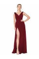 Draped Mermaid Long V-Neck Chiffon Prom Dress with High Slit UK Website
