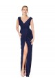 Draped V-Neck Long Chiffon Prom Dress with Front Slit UK Website