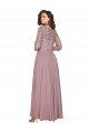 Hand-Beaded Bodice V-Neckline Long Sleeves Chiffon Prom Dress UK Website