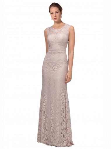 Long Sleeveless All Lace Prom Dress with Scoop Neckline UK Website