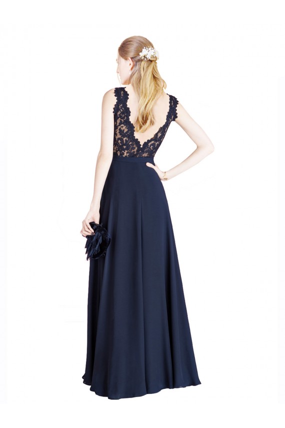 Bateaux Neckline A-Line Lace Prom Dress with Top Nude Layer UK Website