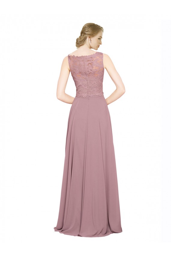 Long A-Line Chiffon Prom Dress with Sleeveless Lace Crop Top UK Website