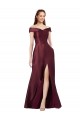 Long Off the Shoulder Satin Prom Dress with Thigh-high Slit UK Website