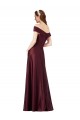 Long Off the Shoulder Satin Prom Dress with Thigh-high Slit UK Website