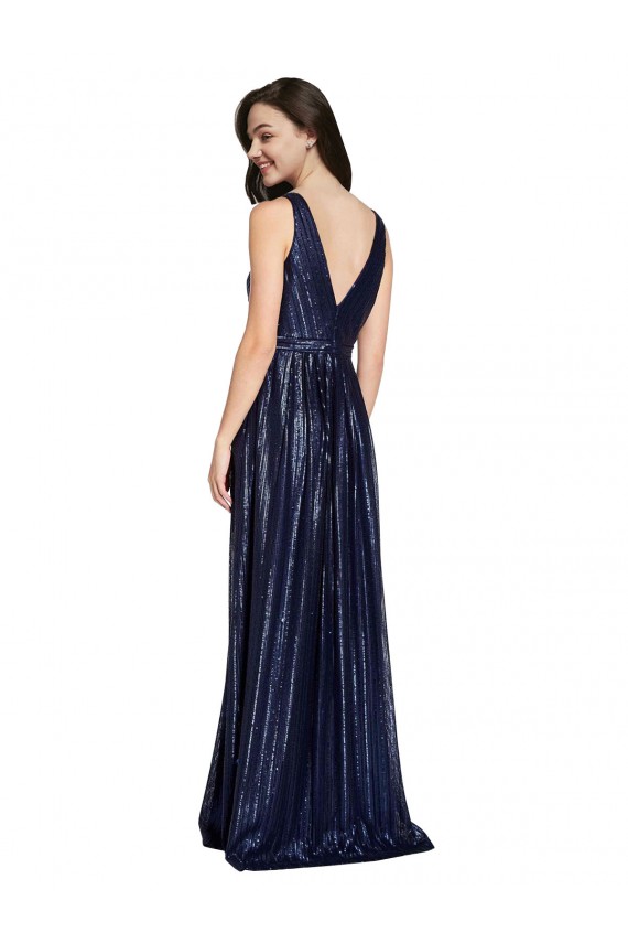 Long V-Neck Sparking Sequin Prom Dress with Low V-Back UK Website