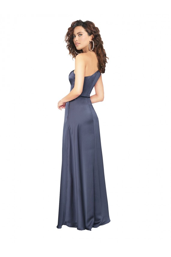 Draped Silky Satin Prom Dress with Tied Waist UK Website