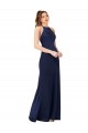 High Neck Satin Prom Dress with Strappy Back UK Website