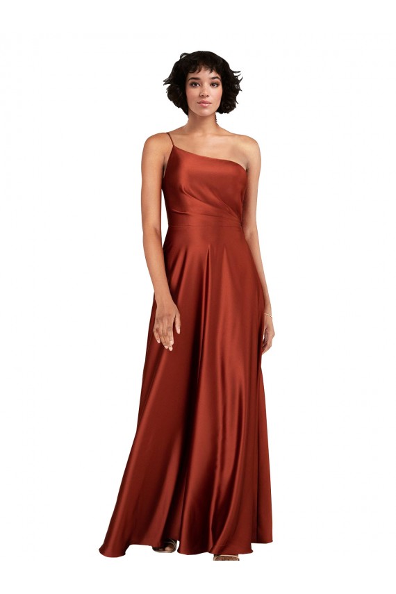 Sophisticated One Shoulder Silky Satin Prom Dress with Full Skirt UK Website