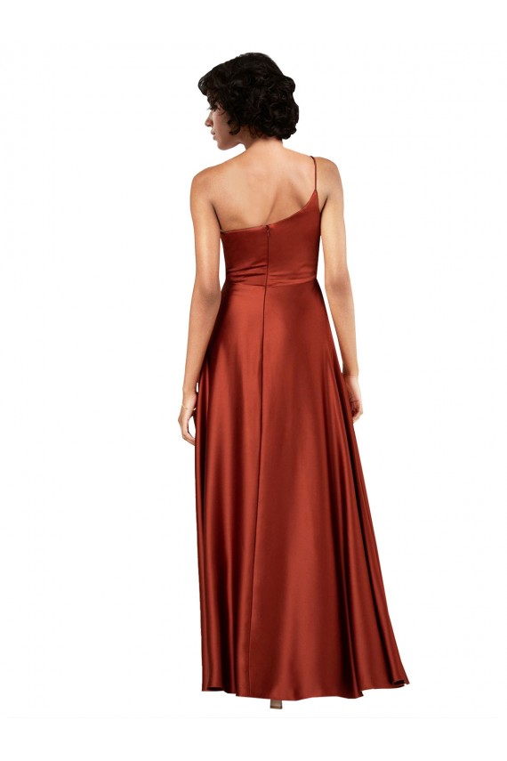 Sophisticated One Shoulder Silky Satin Prom Dress with Full Skirt UK Website