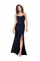 Draped Cowl Neck Silky Satin Prom Dress with Skirt Slit UK Website