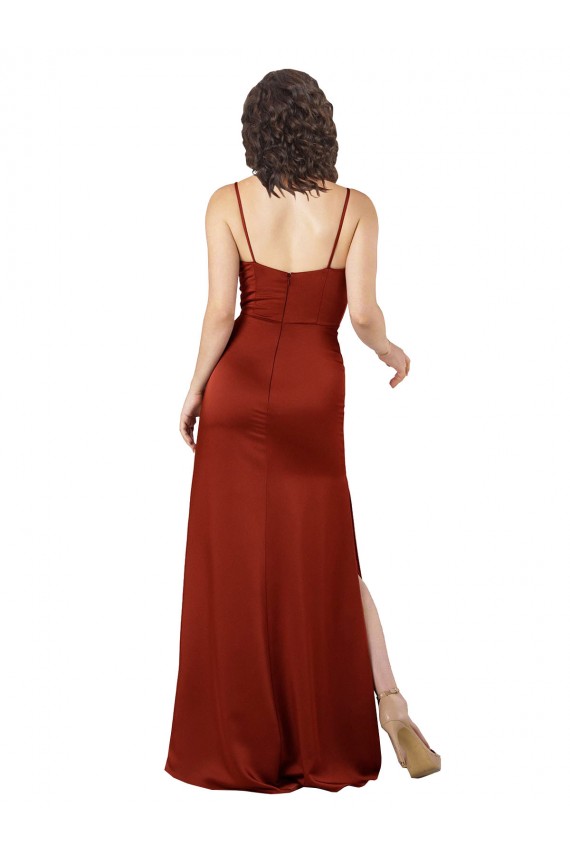 Floor-Length Silky Satin Prom Dress with Skirt Slit UK Website
