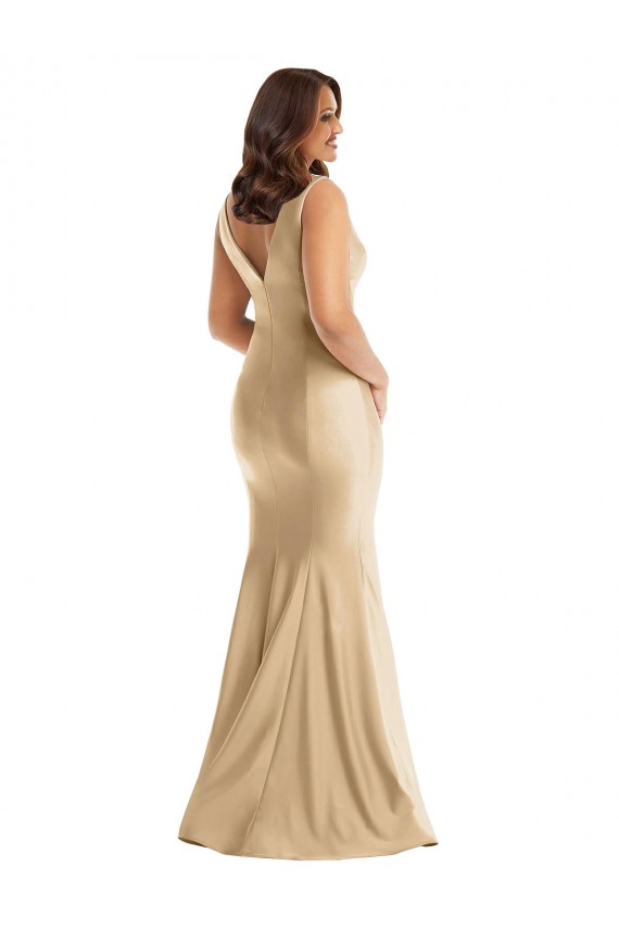 Shirred Shoulder Silky Satin Mermaid Prom Dress UK Website