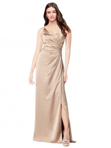 Silky Satin Prom Dress with Draped Surplice Bodice UK Website
