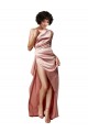 Low Back One Shoulder Full Length Silky Satin Prom Dress UK Website