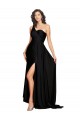 Floor Length One Shoulder Silky Satin Prom Dress with Side Slit UK Website