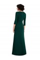 Floor Length 3/4 Sleeves V-Back Draped Wrap Maxi Spandex Prom Dress UK Website