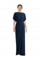 Open Back Short Sleeves Draped Tulip Skirt Maxi Spandex Prom Dress UK Website