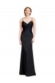 Long Chiffon Prom Dress with Lace Bodice and Curved V-Neckline UK Website