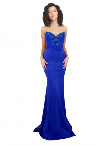 Sweetheart Flower Neckline High Neck Crepe Prom Dress UK Website