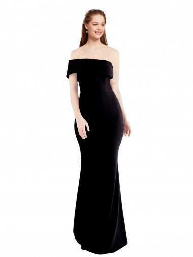 Asymmetrical Draped Off the Shoulder Banded Crepe Prom Dress UK Website