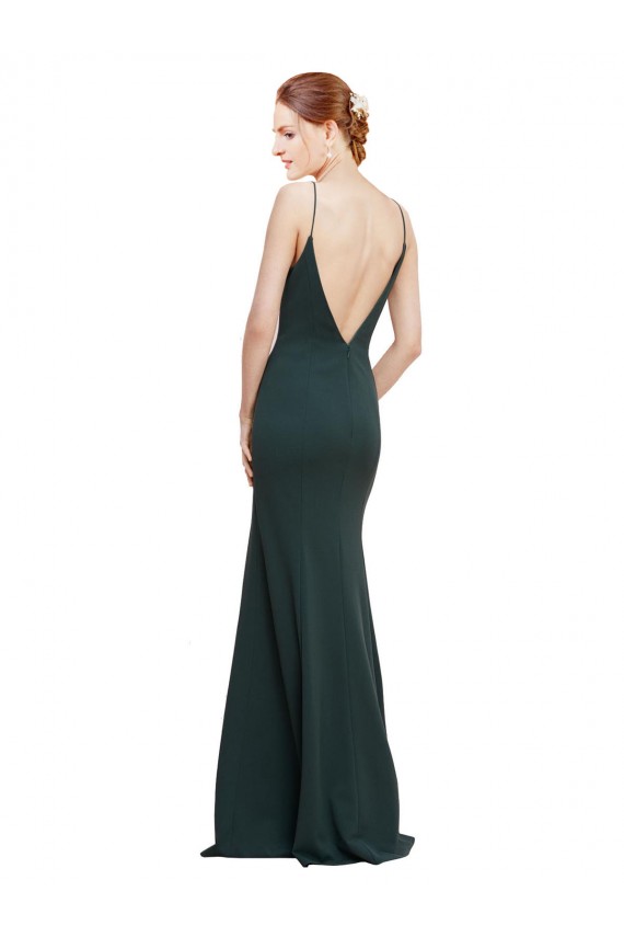 Deep V-Neck and Back Long Crepe Prom Dress UK Website