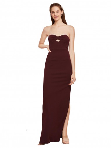 Twisted Strapless Keyhole Long Crepe Prom Dress with Slit UK Website