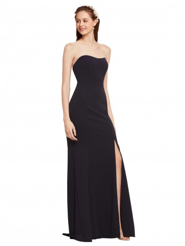 Strapless Bodycon Long Crepe Prom Dress with High Slit UK Website