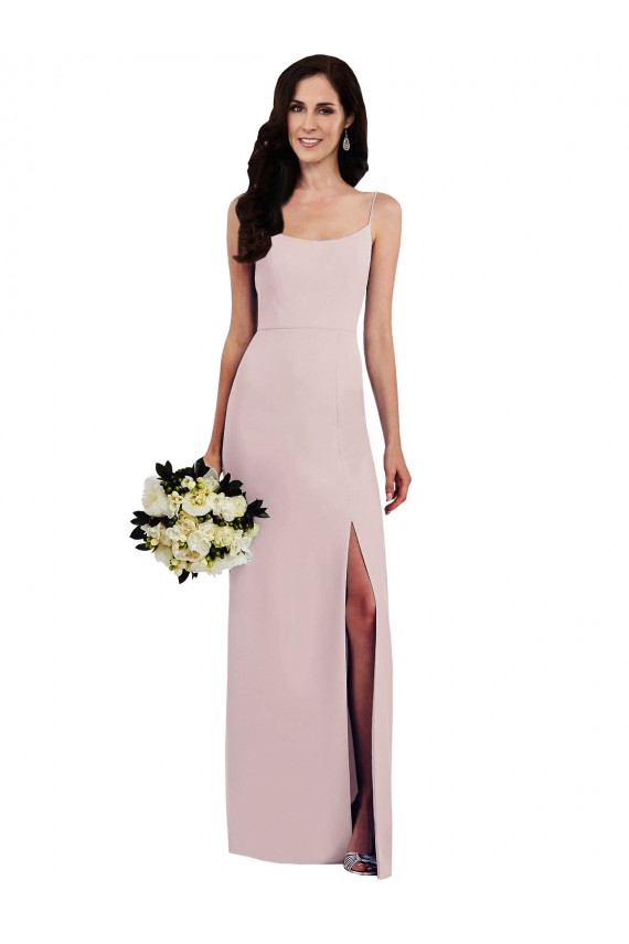 Spaghetti Strap V Back Crepe Prom Dress with Front Slit UK Website