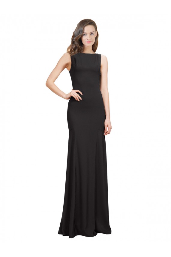 Sleeveless Bateau Neckline Crepe Prom Dress with Twist Back UK Website