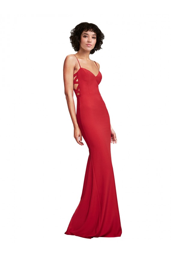 Spaghetti Strap Slip Neckline Crepe Prom Dress UK Website