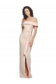 Off the Shoulder Long Crepe Prom Dress with Waist Tie and Slit UK Website