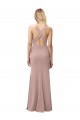 Long Floor Length High Neck Fit and Flare Stretch Crepe Prom Dress with Side Slit UK Website