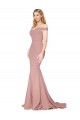 Off the Shoulder Sweetheart Long Sweep Train Crepe Prom Dress UK Website