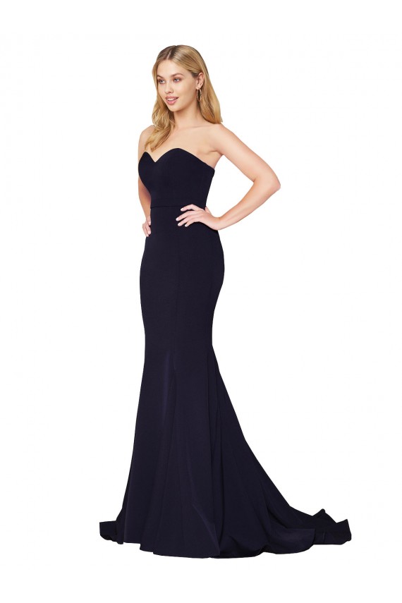 Sweetheart High Neck Sweep Train Sleeveless Crepe Prom Dress UK Website