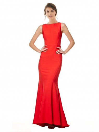 High Neck Maxi Crepe Bridesmiad Dress with Exaggerated Back Ruffle UK Website