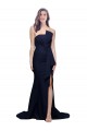 Long Strapless Sweep Train Low Back Crepe Prom Dress UK Website