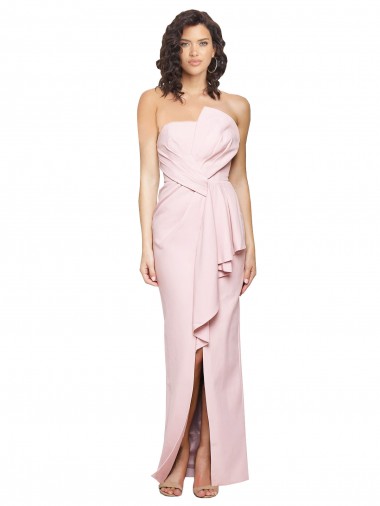 Strapless Long Full Length Ruffles Low Back Crepe Prom Dress UK Website