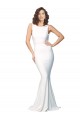 High Neck Low V-Back Long Crepe Prom Dress UK Website