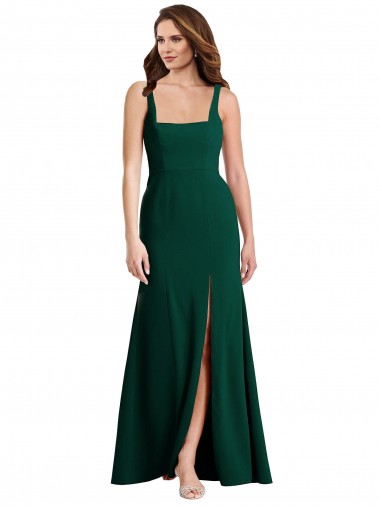 Square Neck Trumpet Maxi Prom Dress with Front Slit UK Website