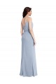 Draped Cowl Neck Long Crepe Prom Dress with Spaghetti Straps UK Website