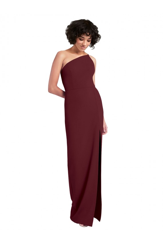 Sleek One Shoulder Long Crepe Prom Dress with Daring Slit UK Website
