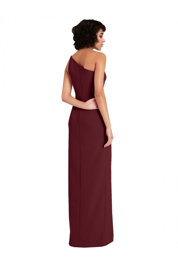 Sleek One Shoulder Long Crepe Prom Dress with Daring Slit UK Website