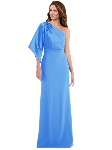 One Shoulder Bell Sleeves Trumpet Prom Dress UK Website