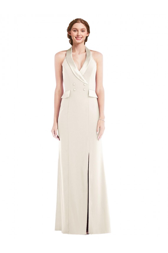 Halter Tuxedo Maxi Prom Dress with Front Slit UK Website