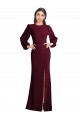 Puff Sleeves Long Maxi Briddesmaid Dress with Cutout Tie Back UK Website